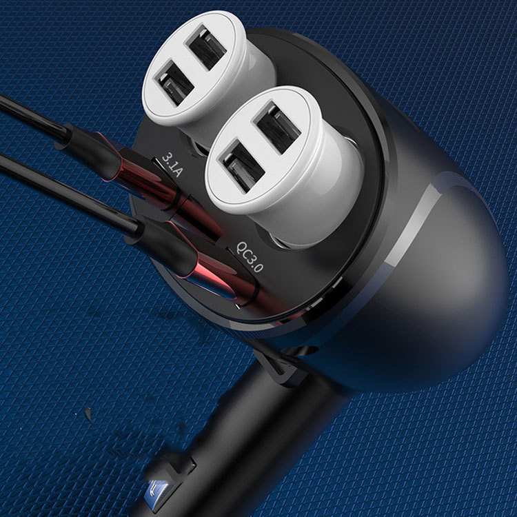 Rotating Digital Display Dual Cigarette Lighter Fast Charging Car Charger - Image 2