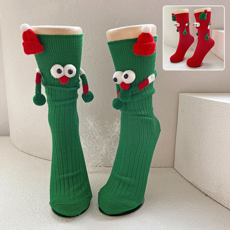 Cute Cartoon Christmas Socks Solid Cotton Middle-tube Socks For Adults And Children - Image 10