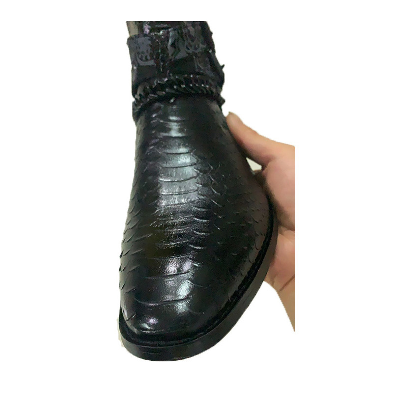 Chelsea Boots Men's Leather Serpentine Pointed Flower - Image 5