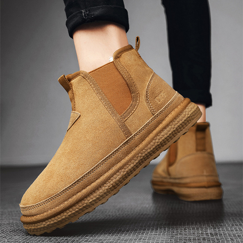 Winter Fleece Snow Boots Round-toed Flat Shoes Casual Warm Sports Shoes Men Ankle Boot - Image 3