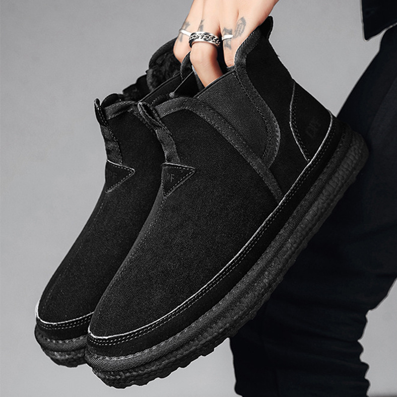 Winter Fleece Snow Boots Round-toed Flat Shoes Casual Warm Sports Shoes Men Ankle Boot - Image 4