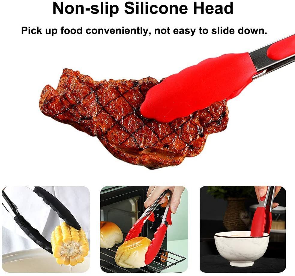 Household silicone food tongs stainless steel barbecue tongs — изображение 4