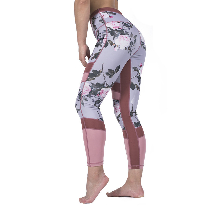 Women's printed mesh stitching yoga pants – Bild 2