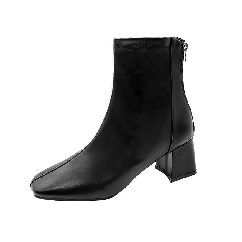 Boots Zipper Mid-calf And Low Length Martin Square Head - Image 5
