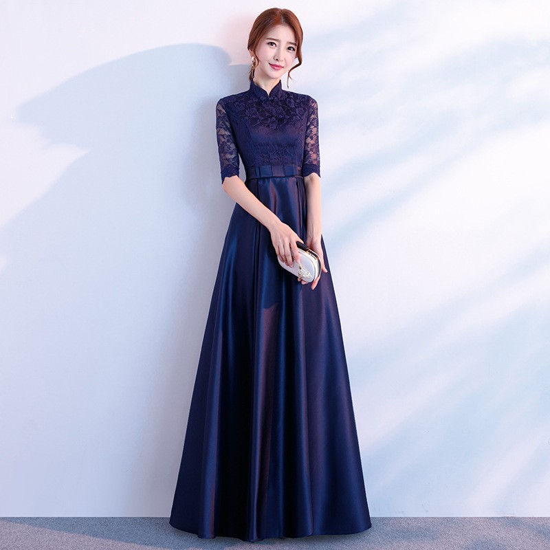 The End Elegant Long Sleeve Thin Company Annual Meeting Black Dress Dress Long Section - Image 9