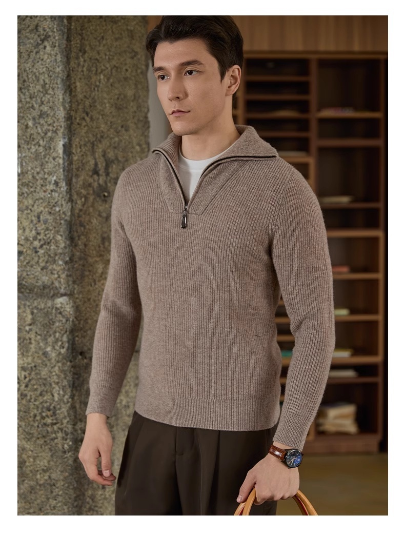 Half-height Zip Turtleneck Sweater Men's Long Sleeve – Bild 2