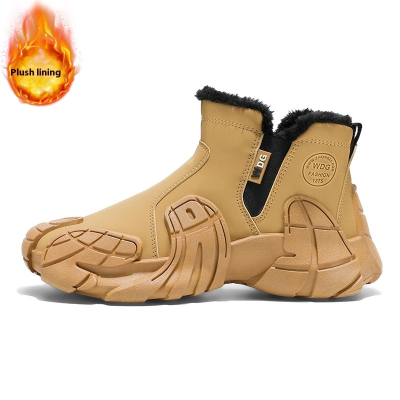 Men's Solid Color Tooling Fleece Lined Martin Boots - Image 5