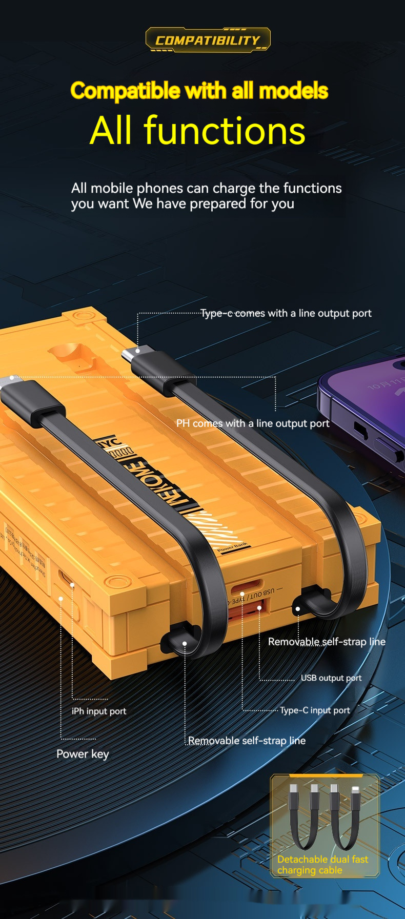 Container With Cable Power Bank Industrial Wind 1000020000mAh Mobile Power Supply — изображение 9