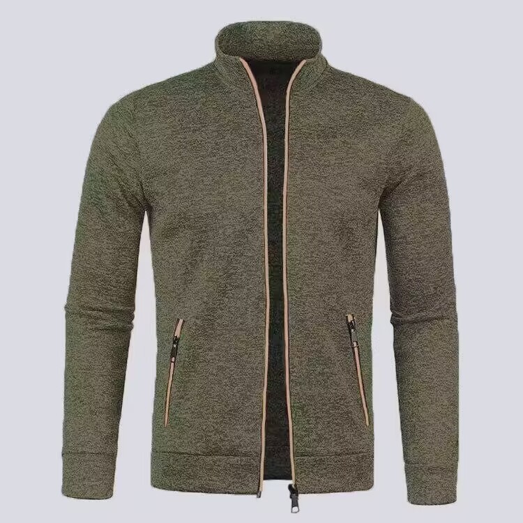 Men's Long Zipper Sweater Coat - Image 2