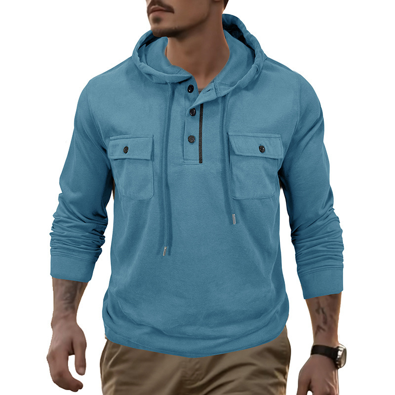 Men's Sweater Long-sleeved Sports Pocket Hooded Top - Image 4