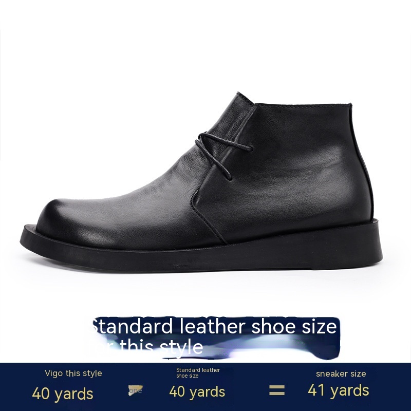 Martin Shoes Lace-up Leather Thick Bottom Soft Bottom Mid-top Men's Boots - Image 6