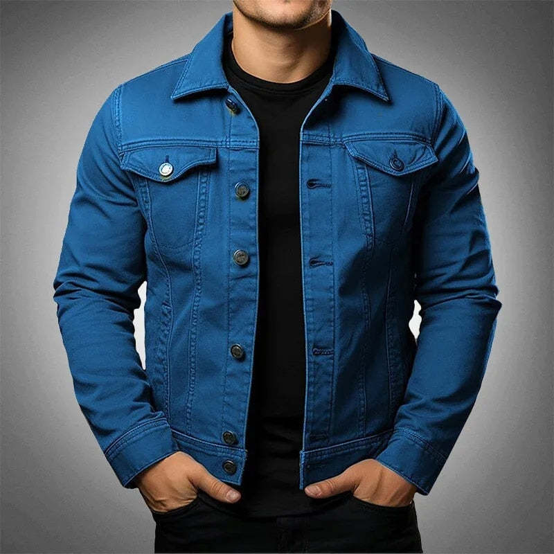 Men's Jacket Denim Coat Tooling Solid Color Thick Coat - Image 2
