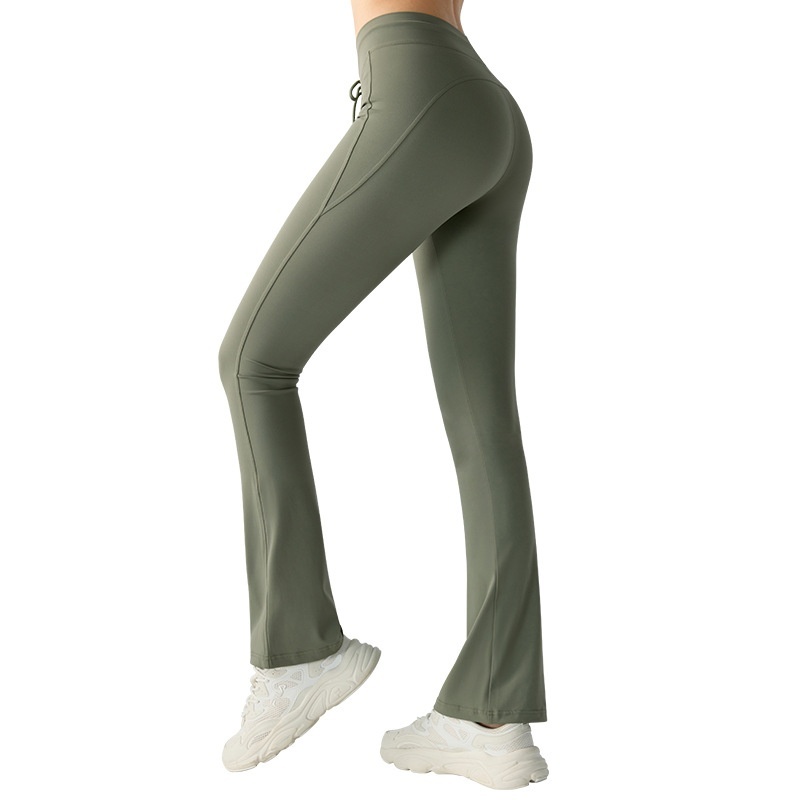 Waist Slimming And Hip Lifting Casual Yoga Pants Bilateral Pocket Yoga Bell-bottom Pants - Image 2