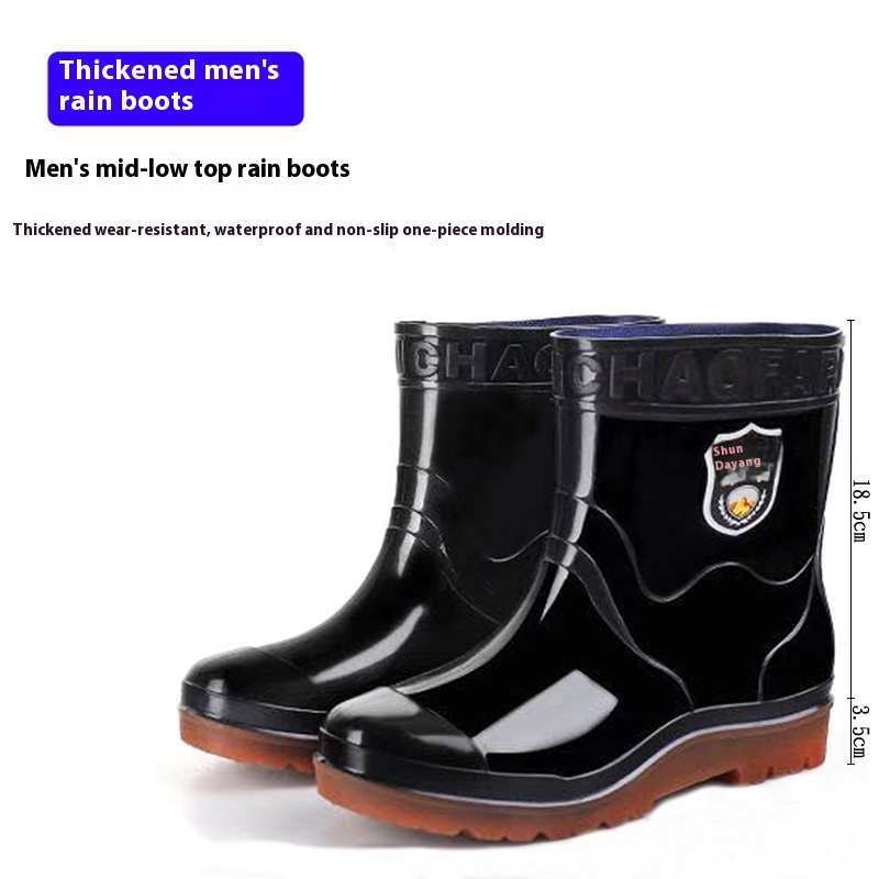 Popular Men's Tendon Bottom Camouflage Wear-resistant Rain Boots Fleece-lined Warm - Image 2