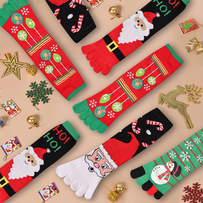 Cute Christmas Five-finger Socks Winter Elastic Sweat-absorbent Split-toe Socks For Women - Image 5