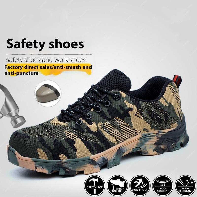 Comfortable Breathable Fly Woven Anti Slip Hiking Safety Shoes
