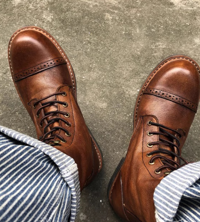 American Retro Leather Desert Boots Viscose Martin Boots - Image 3