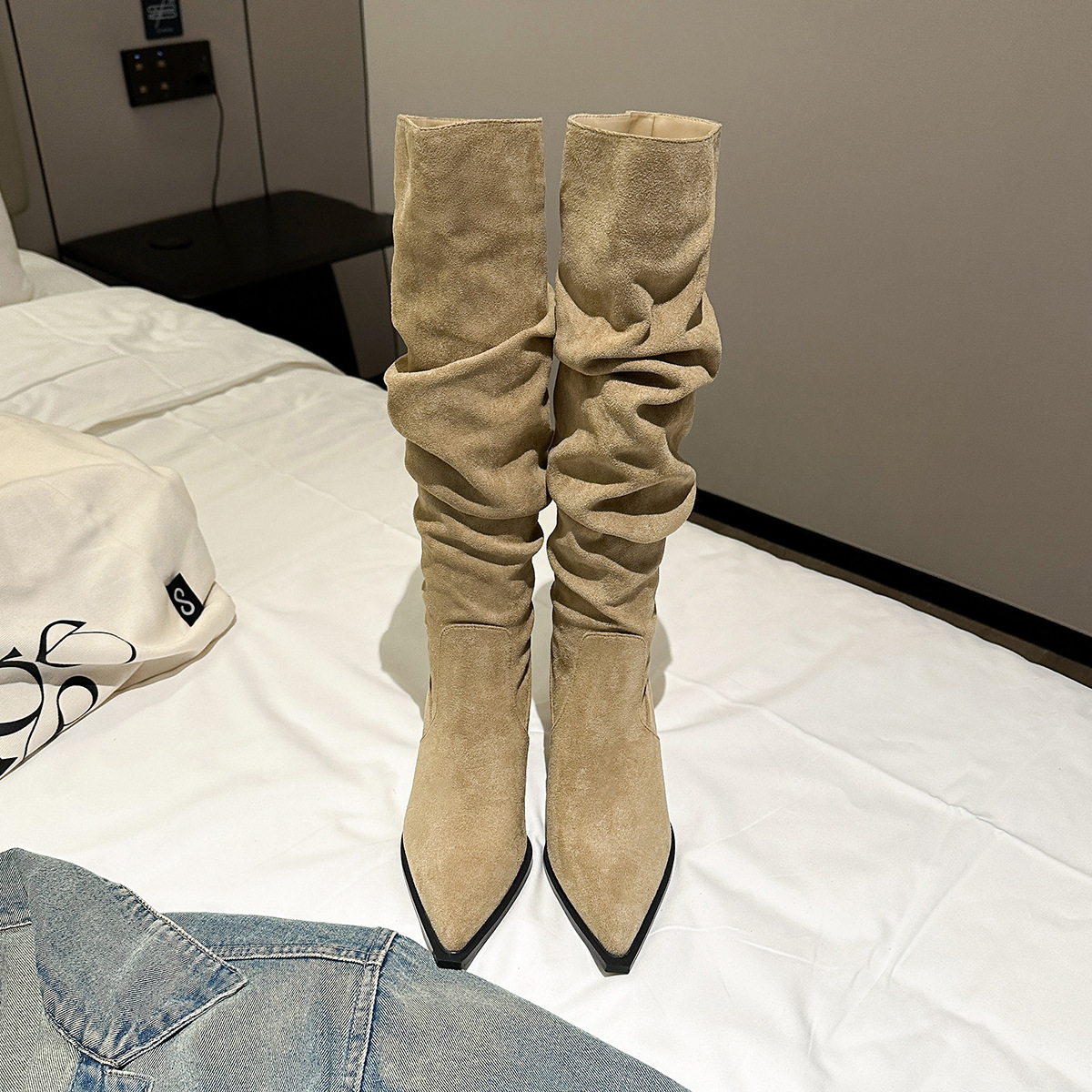 Pointed Toe Skinny Boots Below The Knee Boots - Image 6