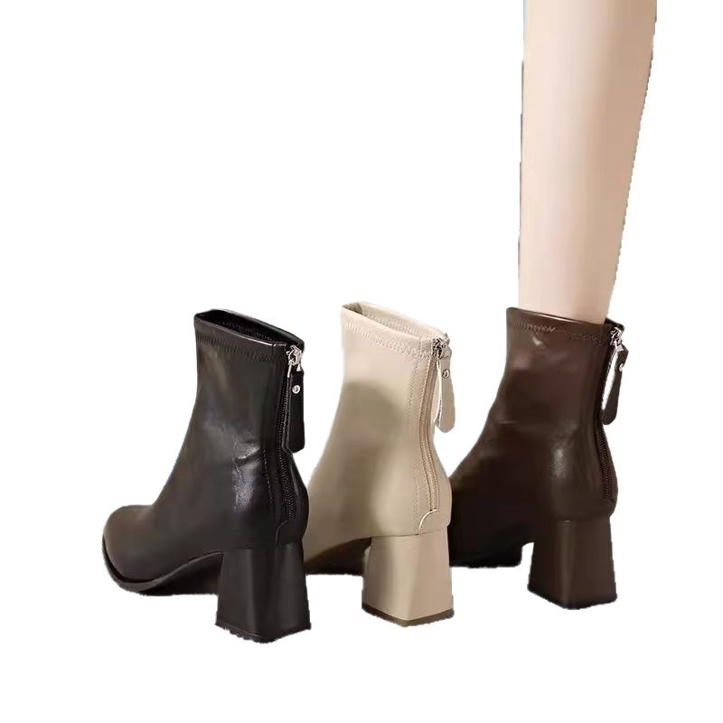 Pointed Toe Simple Fashion Chunky Heel Comfortable Retro All-matching Women's Boots - Image 5
