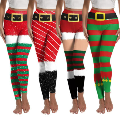 Christmas Female Gym Pants Digital Printing Sports Yoga Pants