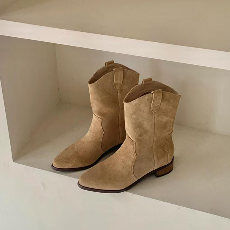 Pointed Toe Chunky Heel Western Cowboy Boot Women's Fashion Temperament