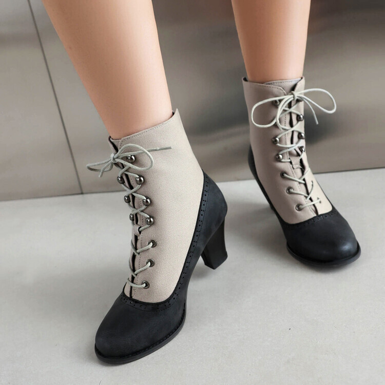 Retro British Style Cone-shaped Heel Martin Boots - Image 3