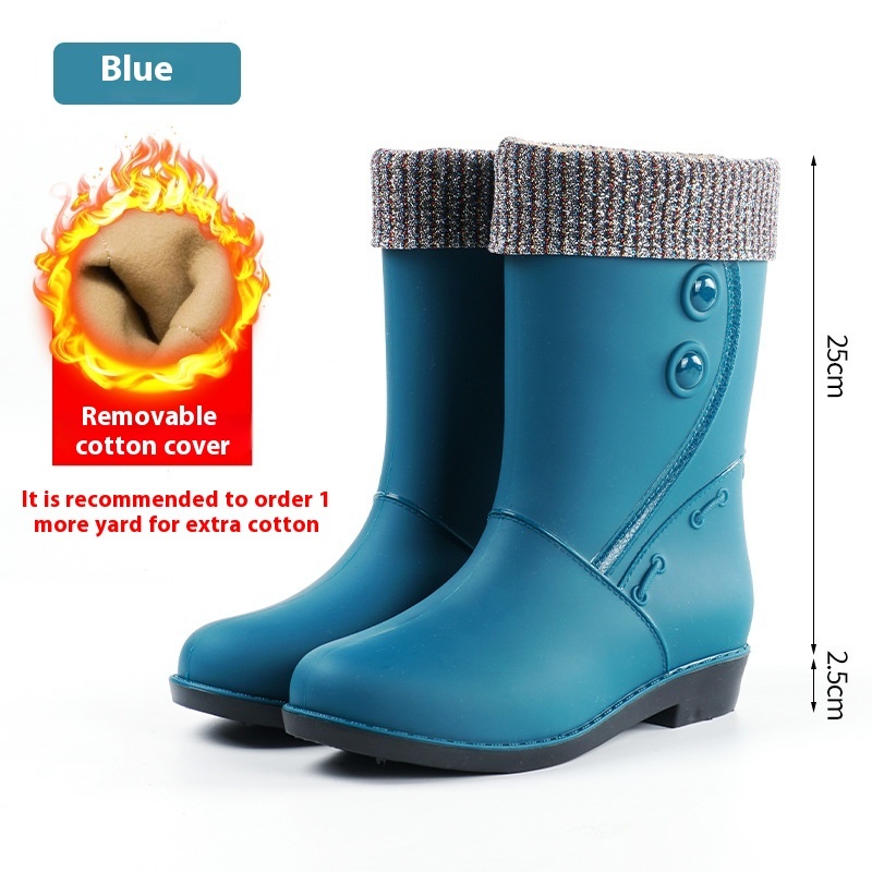 Women's Rain Boots Fleece-lined Fashion Mid-calf Waterproof - Image 10