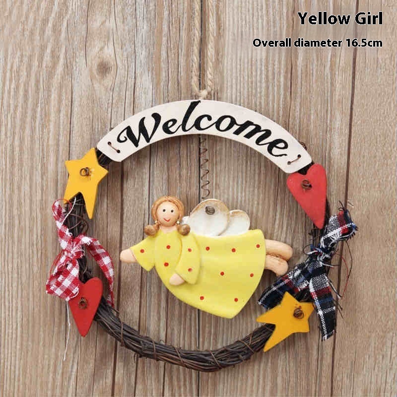 Room Welcome Board Wooden Decorative Doorplate Creative Garland Wall Hanging - Image 7