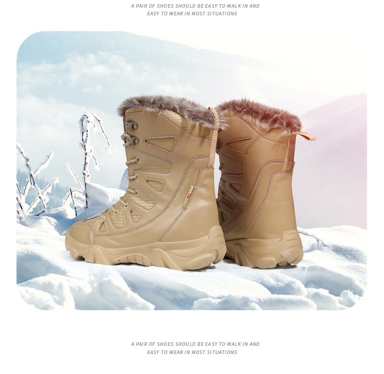 Snow Boots Cotton Boots Winter High-top Fleece-lined Warm Slugged Bottom Lace-up - Image 6