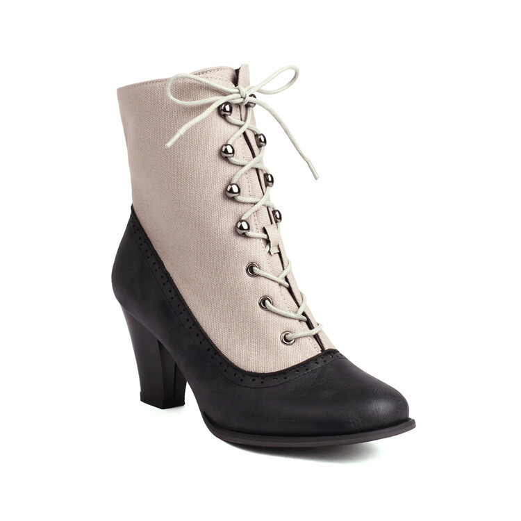 Retro British Style Cone-shaped Heel Martin Boots - Image 7
