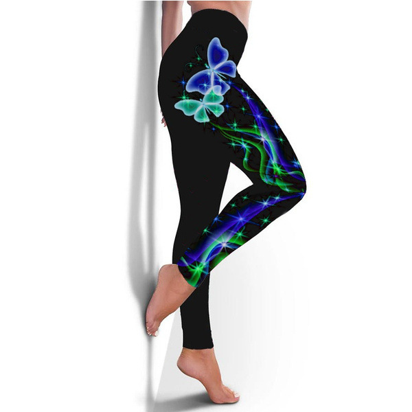Butterfly Digital Print Sports Yoga Pants - Image 2