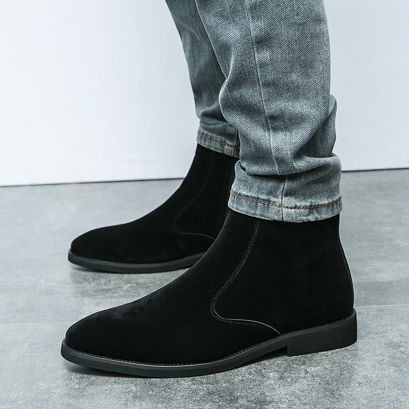 Suede Chelsea Men's British Trend Casual High Top Ankle Boots - Image 2
