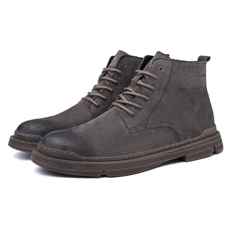 Round Toe Top Layer Cowhide Casual Men's Leather Boots - Image 3