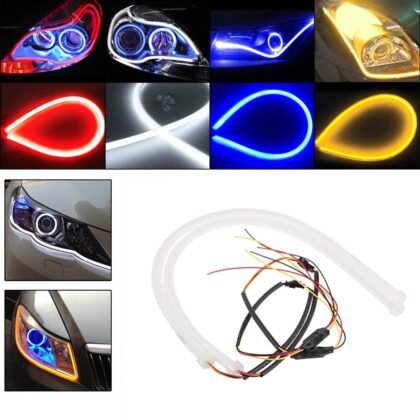 2Pcs 45cm 60cm Flexible Car Soft Tube LED Strip Light Angel Eye DRL Daytime Running Headlight Lamp 5 Color