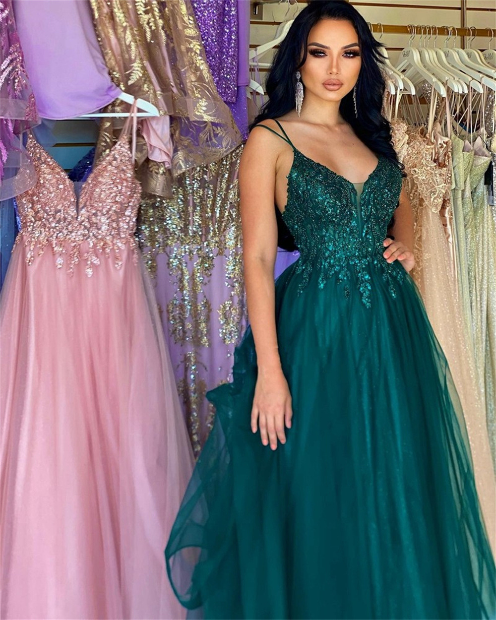 Dark Green Banquet Host Evening Dress — изображение 10