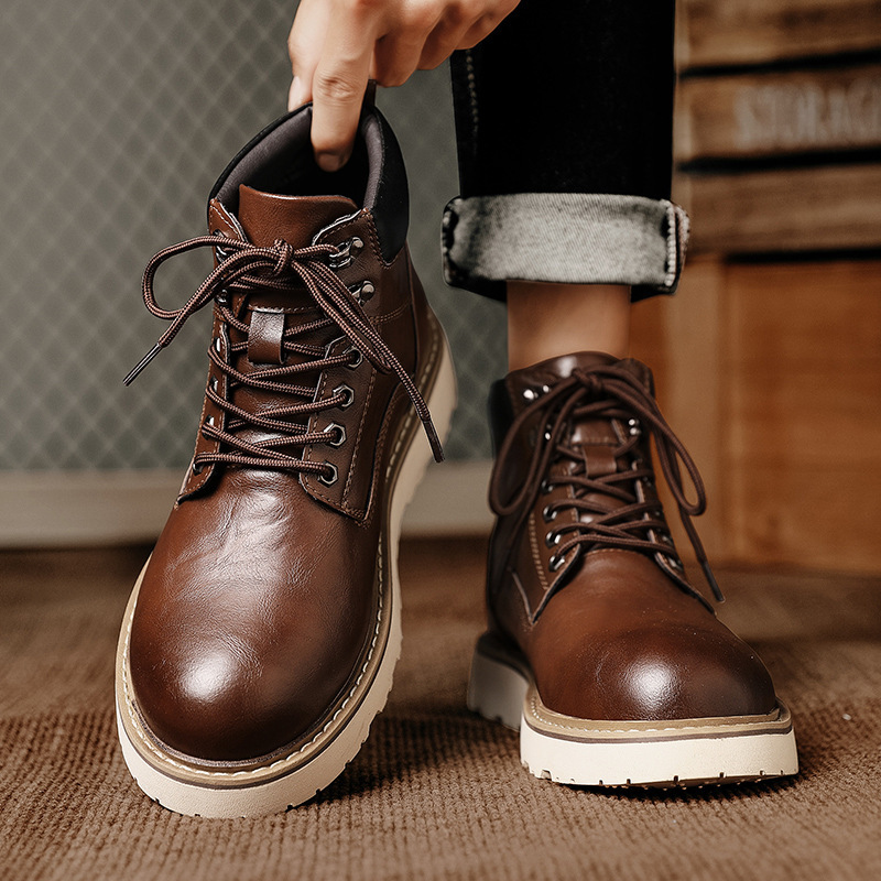 New Men's Platform High-top Motorcycle Sports Leisure Worker Boot – Bild 2