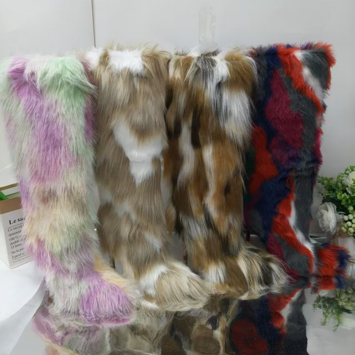 High Heel Fur Boots Fur Boots High Tube Stiletto Heel Fur Boots - Image 4