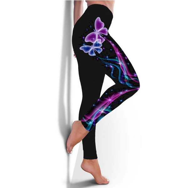 Butterfly Digital Print Sports Yoga Pants