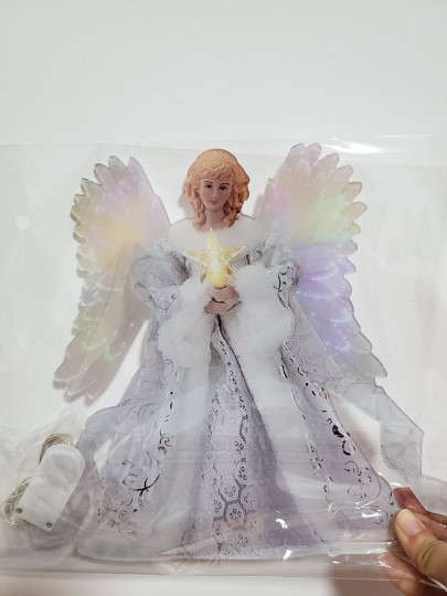 Christmas Tree Decoration Golden Angel Doll Tree Top Star LED Glow - Image 4
