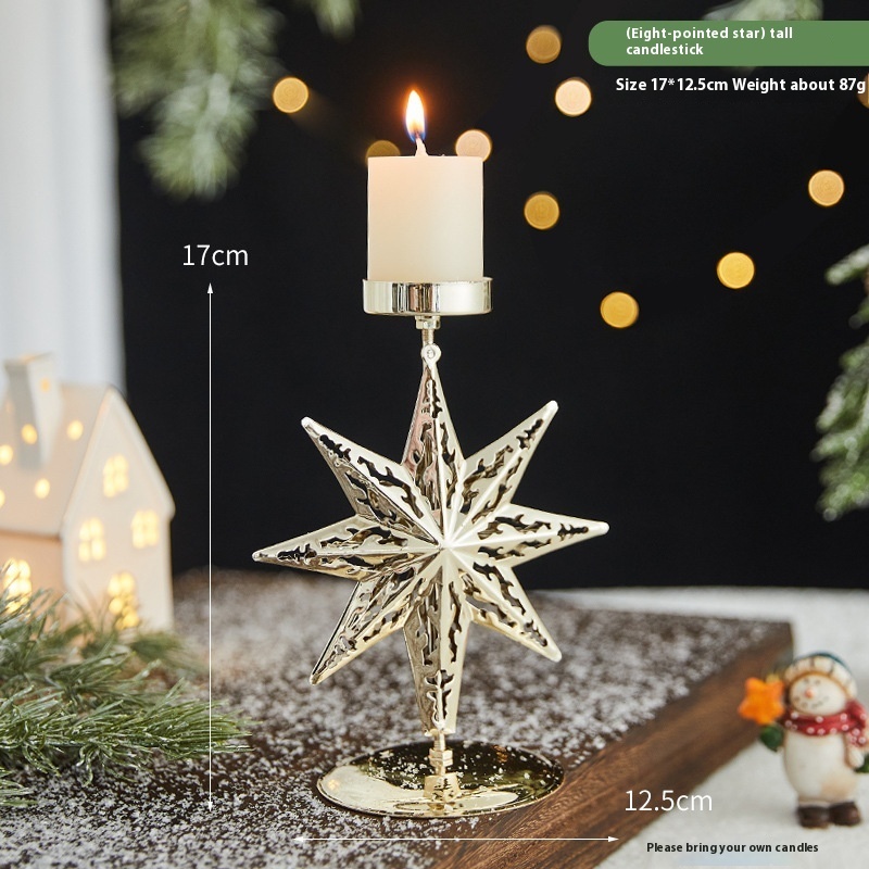 Romantic Christmas Wrought Iron Candlestick Candle Tray Decoration - Image 6