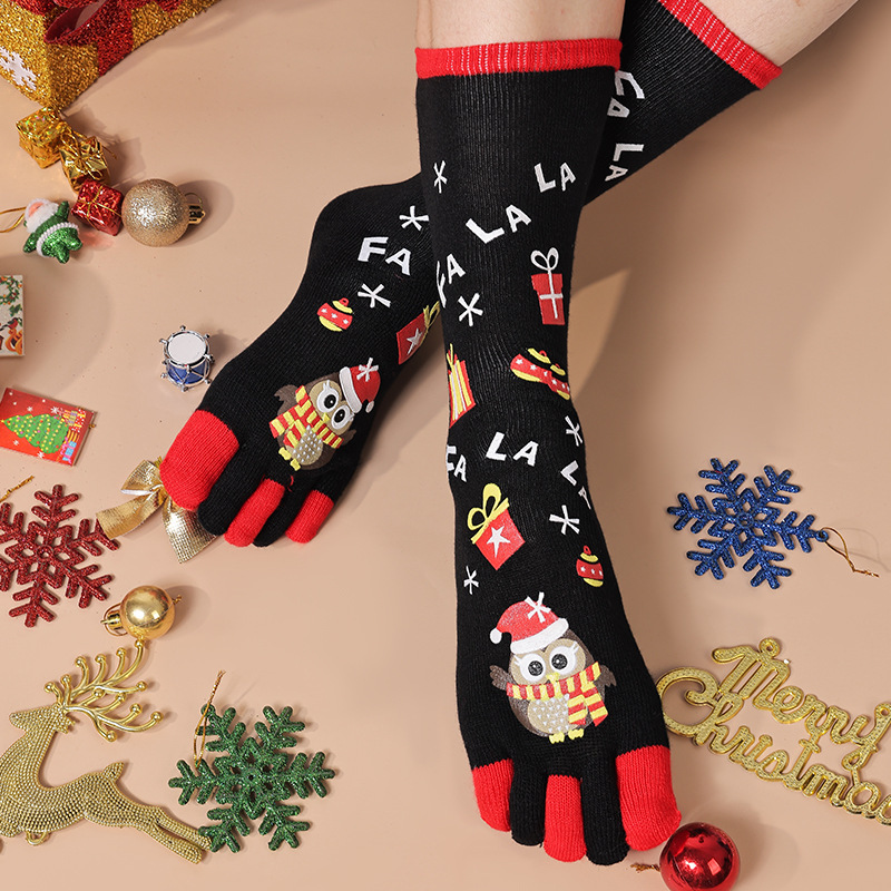 Cute Christmas Five-finger Socks Winter Elastic Sweat-absorbent Split-toe Socks For Women - Image 9