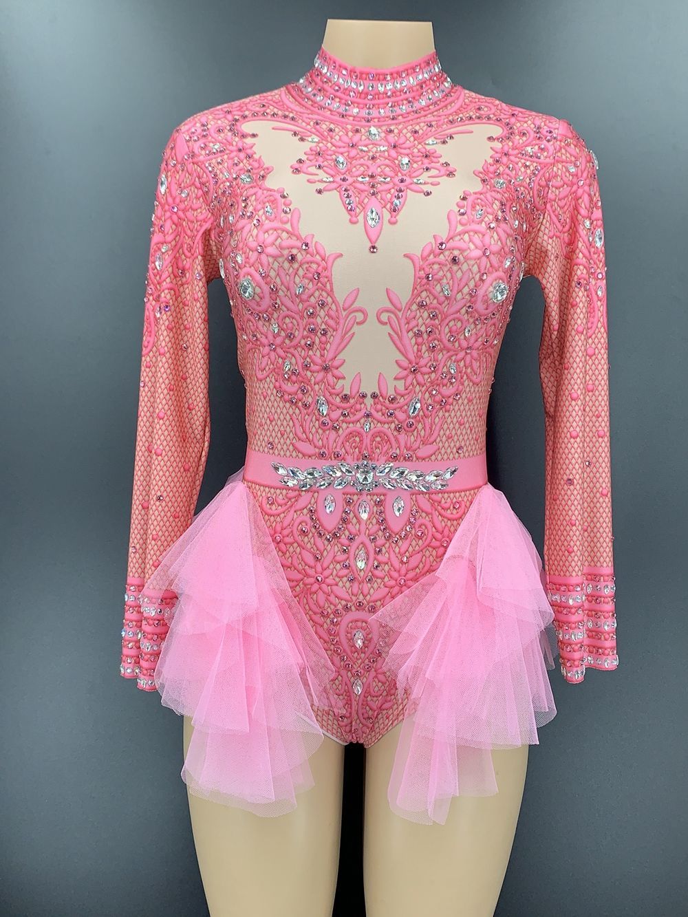 Dance Sexy Shiny Rhinestone Mesh Jumpsuit Stage Performance Costume Women - Image 7