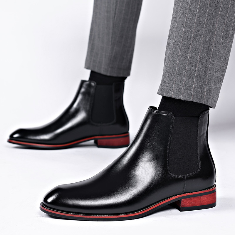 Chelsea Boots Men's Autumn Breathable Pointed Toe - Image 4