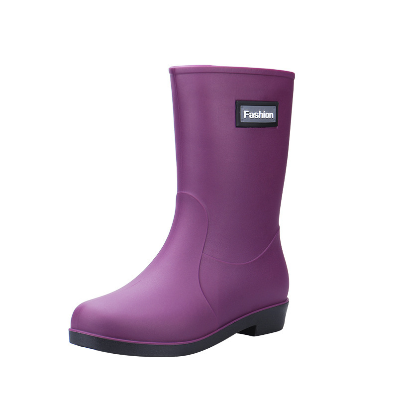 Fashion Work Wear Rain Shoes Adult Warm Women's Mid-calf Rain Boots - Image 5