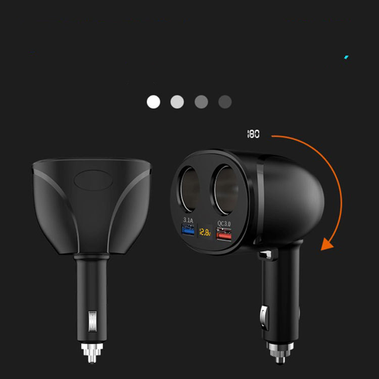 Rotating Digital Display Dual Cigarette Lighter Fast Charging Car Charger - Image 4