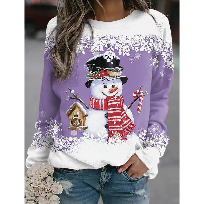 Snowman Printed Panel Loose Sweater — изображение 6