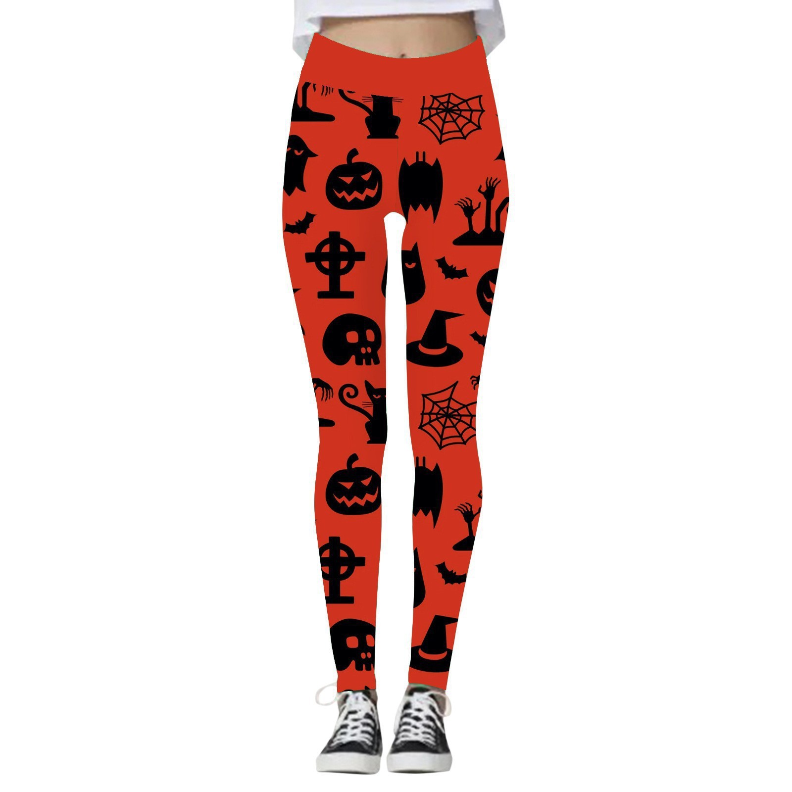 Halloween Women's Yoga Pants Pumpkin Skull — изображение 3