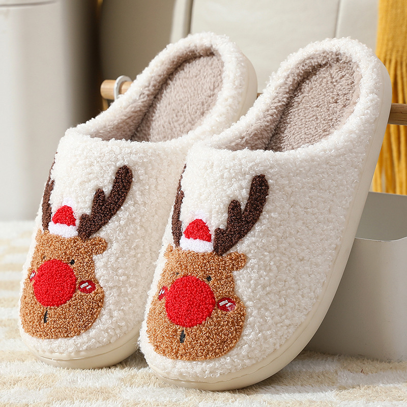 Christmas Shoes Winter Home Slippers Elk Soft Cozy Bedroom Slipper Slip On House Shoes – Bild 9