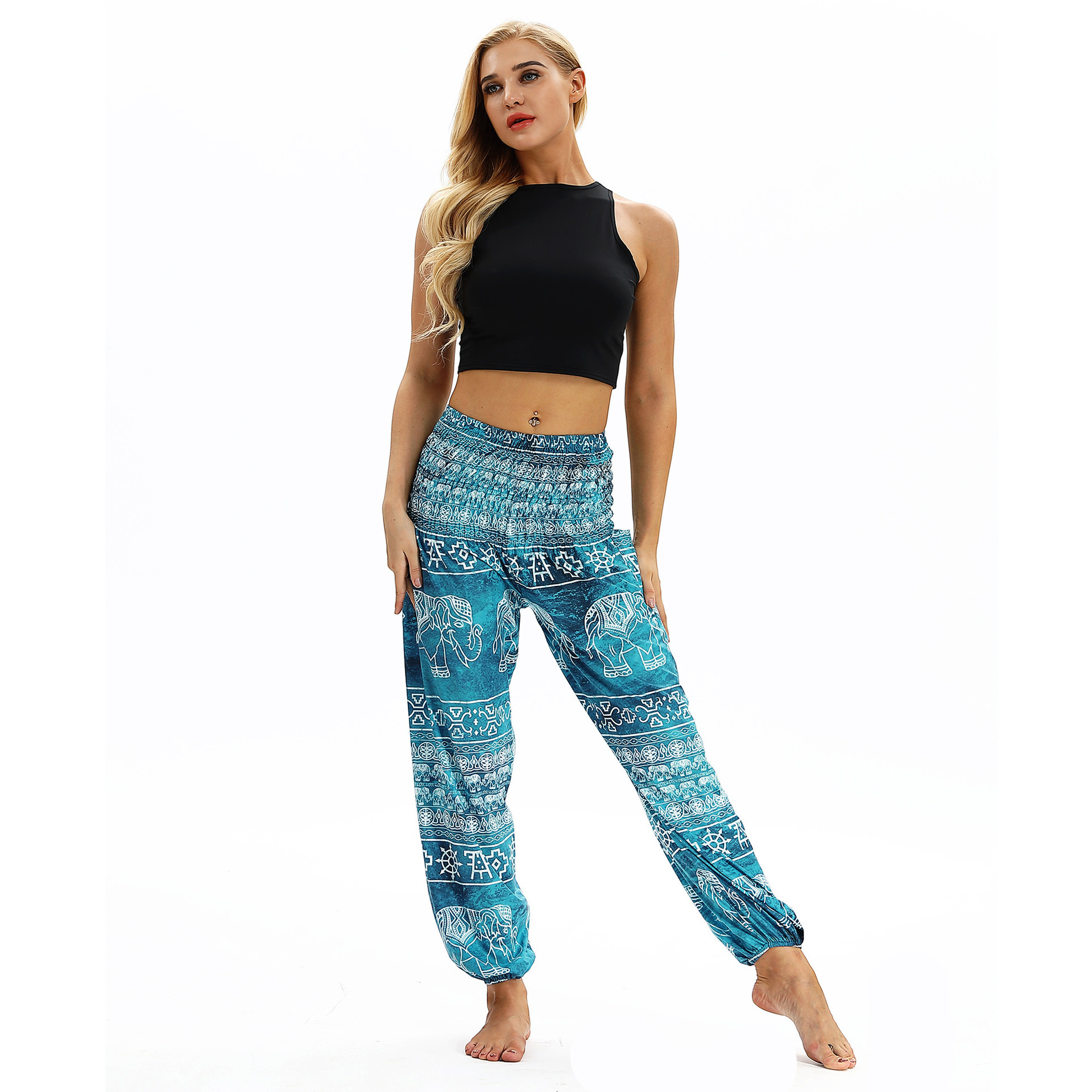 Golden elephant pattern outdoor yoga pants - Image 6