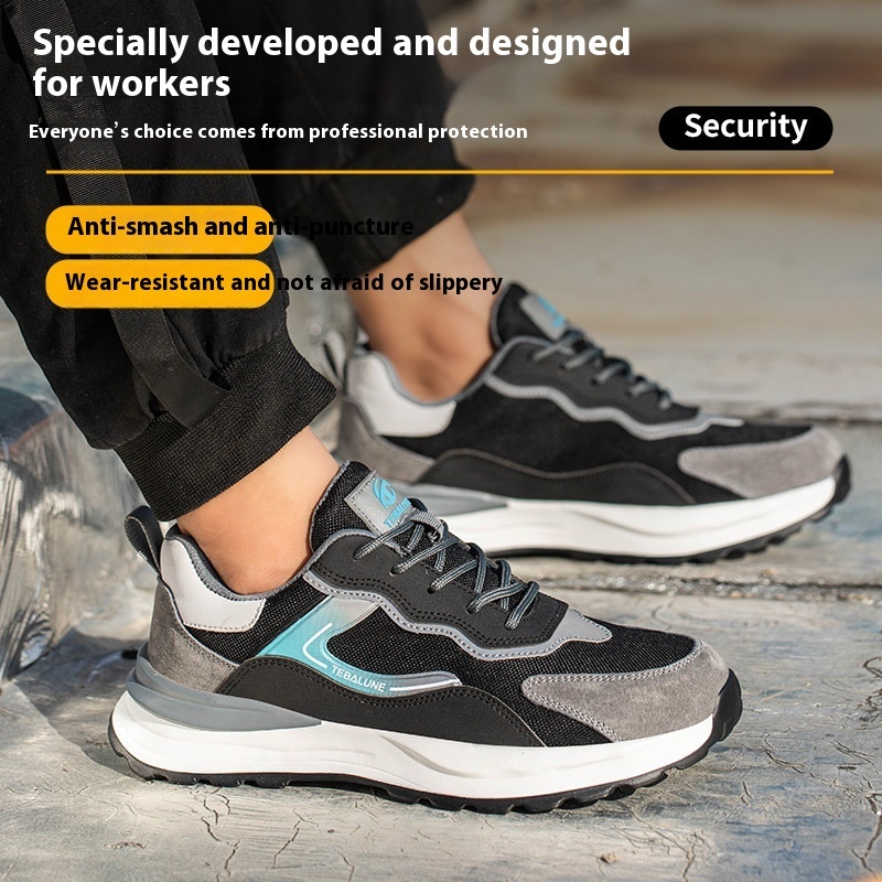 Men's Breathable Anti-smash Anti-puncture Anti-slip Wear-resistant Work Shoes - Image 3